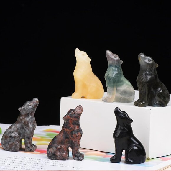 2.1 Inch Mahogany Obsidian Wolf Healing Crystal Stone Energy Gemstones Statue - Picture 6 of 6